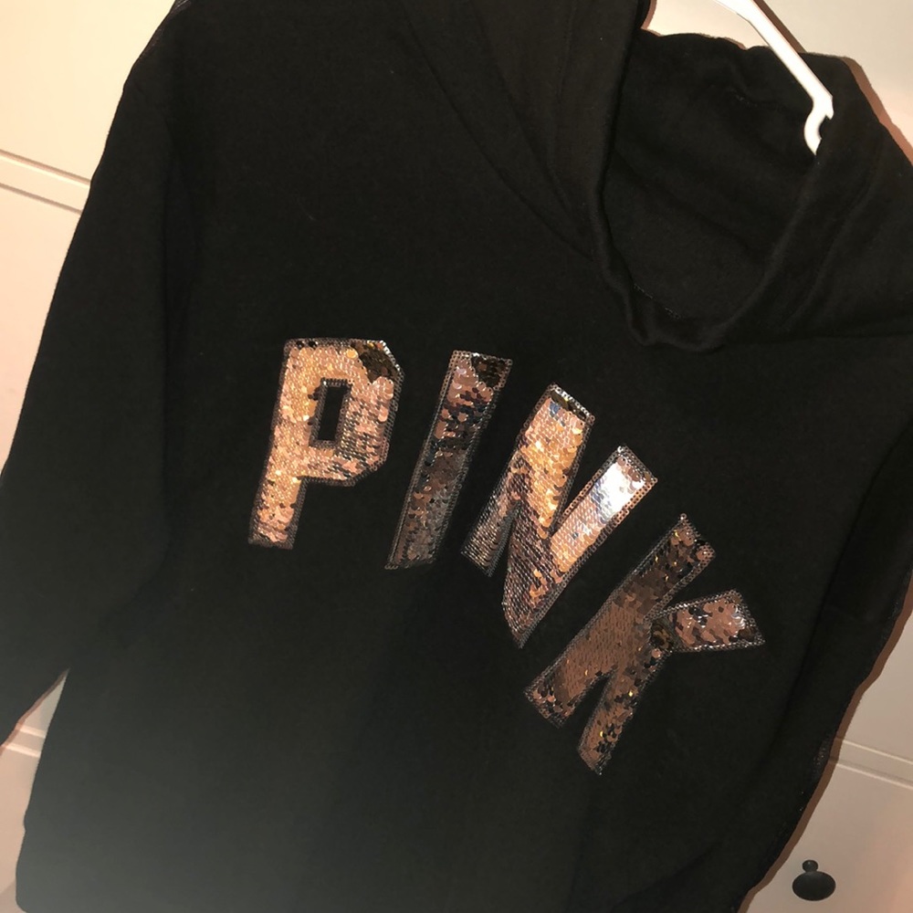 Cute PINK hoodie with Rainbow sleeve detail